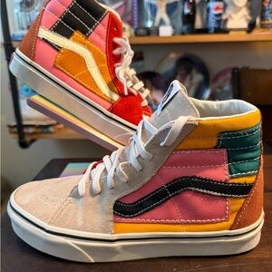 Vans Multicolor High-Top Sneakers in Pink, Yellow & Teal